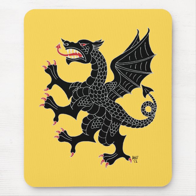 Dragon Rampant Sable Mouse Pad (Front)