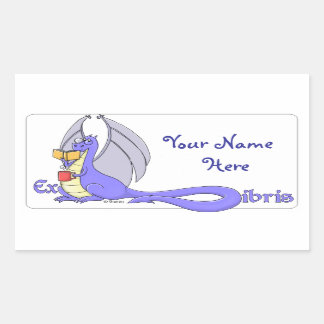 Dragon Reading a Book ex libris / bookplate Rectangular Sticker