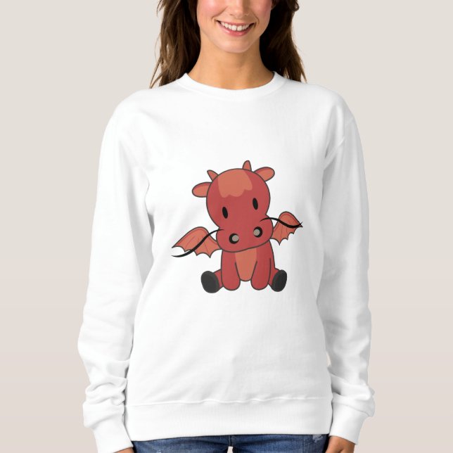 Dragon Red Fairy Tale Fantasy Cute Animals Sweatshirt (Front)