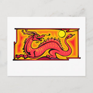 Dragon Red Fantasy Fiction Drawing Cartoon Art Postcard