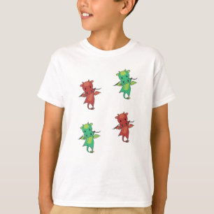 Dragon Red Green Fantasy Cute Animals For Kids T-Shirt