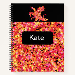 Dragon Red Splattered Paint Notebook