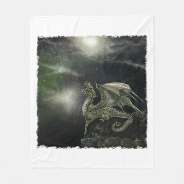 Dragon resting gazing at the stars fleece blanket (Front)