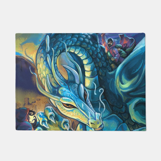 Dragon Rider Fantasy Art Doormat (Front)