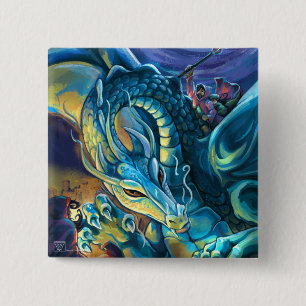 Dragon Rider Painted Art 15 Cm Square Badge