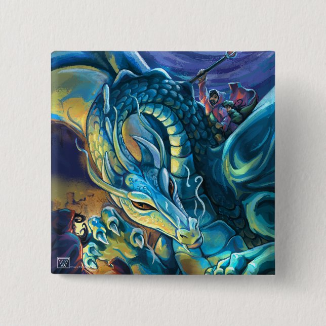 Dragon Rider Painted Art 15 Cm Square Badge (Front)
