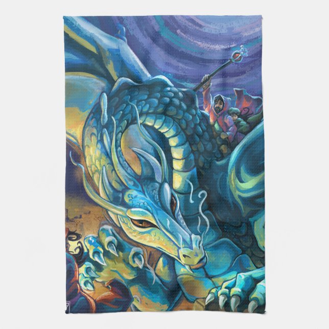 Dragon Rider Poster Tea Towel (Vertical)