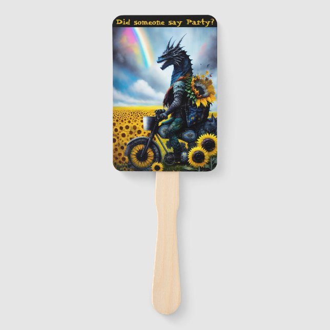 Dragon Riding A Motobike Customisable Hand Fan (Front)