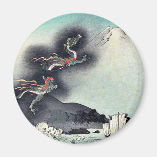 Dragon rising over Mount Fuji Ukiyoe Magnet