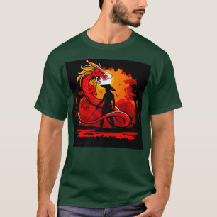 Dragon Samurai Knight Sword Red Mythical Fantasy S T-Shirt