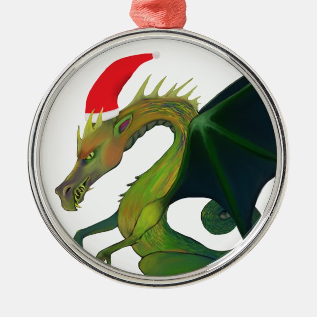 Dragon Santa Metal Tree Decoration (Front)