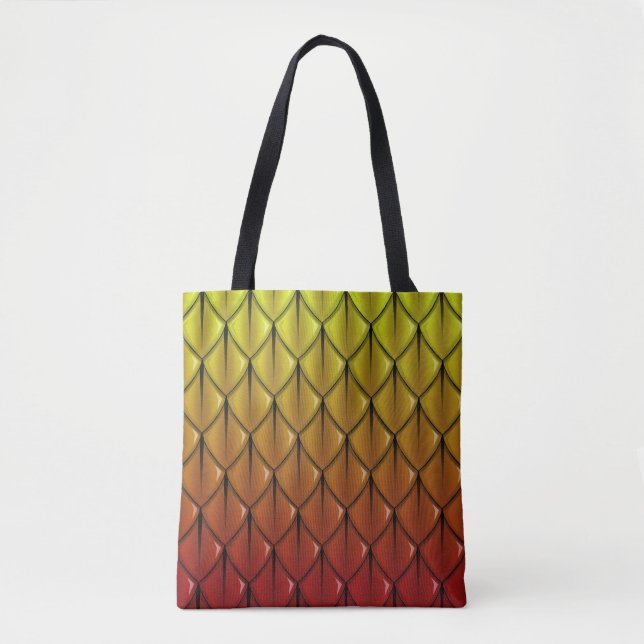 Dragon Scale 3d effect Firey red and yellow tote Bag (Front)