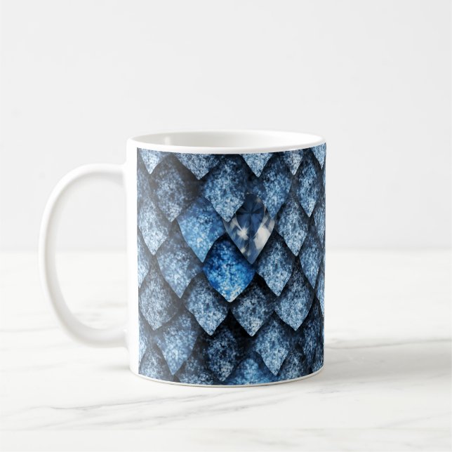 Dragon scales / blue gems coffee mug (Left)