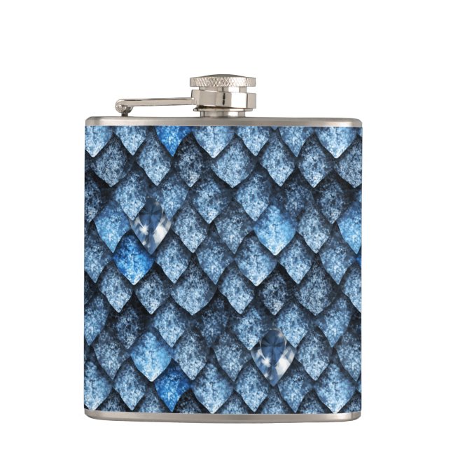 Dragon scales / blue gems hip flask (Front)
