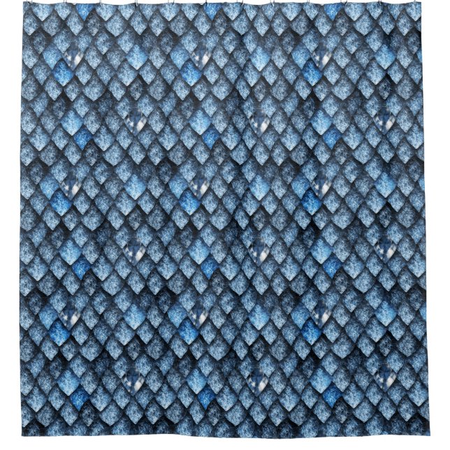 Dragon scales / blue gems shower curtain (Front)