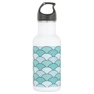 Dragon Scales, Fans, Waves, Seigaiha, Blue 532 Ml Water Bottle