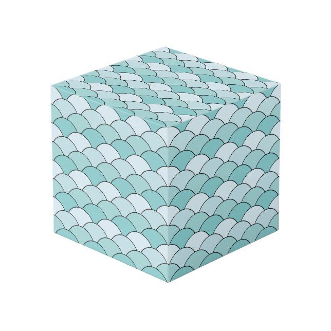 Dragon Scales, Fans, Waves, Seigaiha, Blue Cube (Front Angled)
