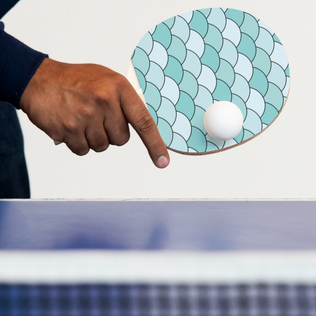 Dragon Scales, Fans, Waves, Seigaiha, Blue Ping Pong Paddle (Insitu)