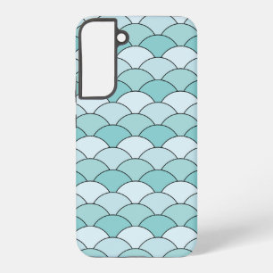 Dragon Scales, Fans, Waves, Seigaiha, Blue Samsung Galaxy Case