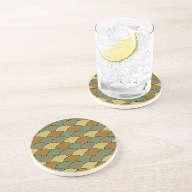 Dragon Scales, Fans, Waves, Seigaiha, Camouflage Coaster (Side)