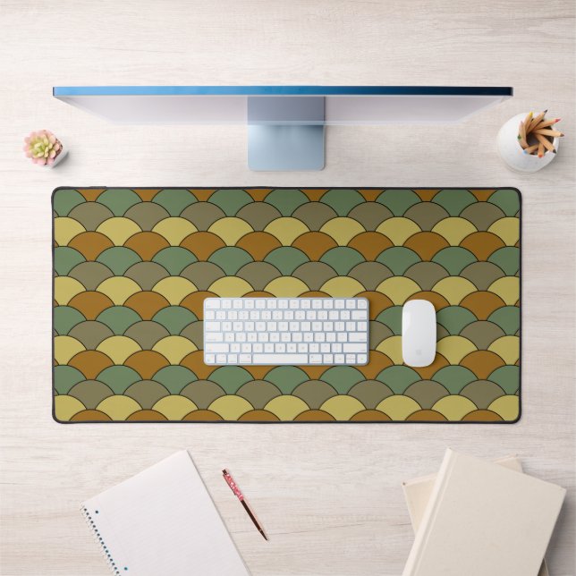 Dragon Scales, Fans, Waves, Seigaiha, Camouflage Desk Mat (Office 1)