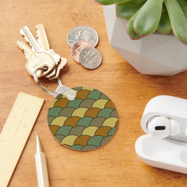 Dragon Scales, Fans, Waves, Seigaiha, Camouflage Key Ring (Desk)