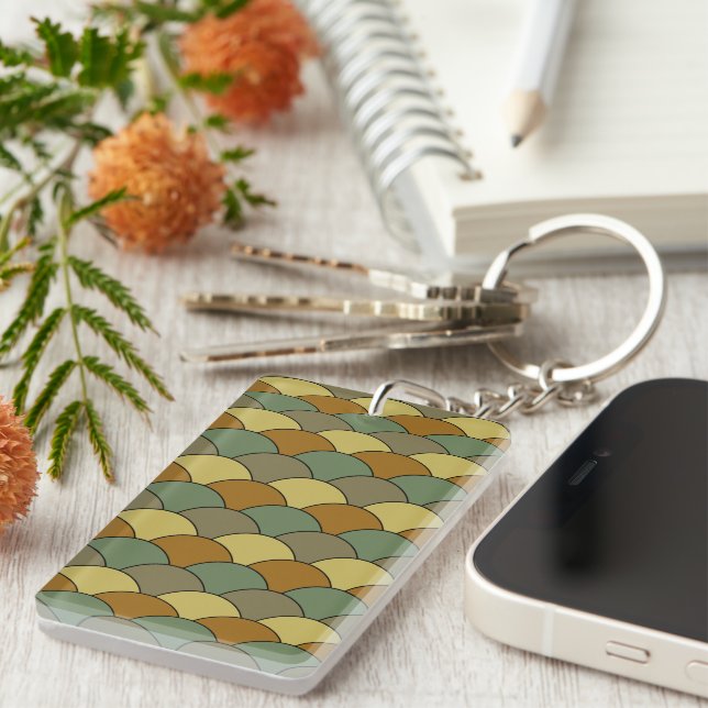 Dragon Scales, Fans, Waves, Seigaiha, Camouflage Key Ring (Front Right)