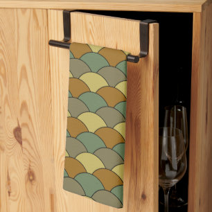 Dragon Scales, Fans, Waves, Seigaiha, Camouflage Tea Towel