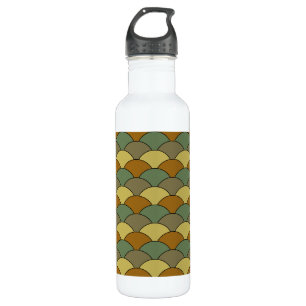 Dragon Scales, Fans, Waves, Seigaiha, Orange 710 Ml Water Bottle