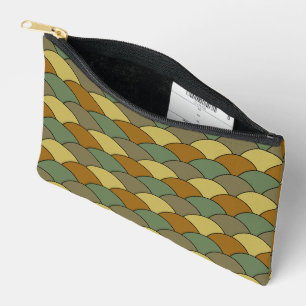 Dragon Scales, Fans, Waves, Seigaiha, Orange Accessory Pouch