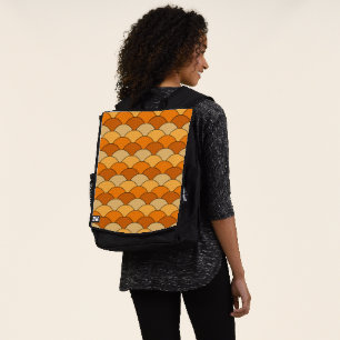 Dragon Scales, Fans, Waves, Seigaiha, Orange Backpack