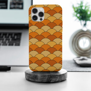 Dragon Scales, Fans, Waves, Seigaiha, Orange iPhone 15 Pro Max Case