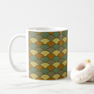 Dragon Scales, Fans, Waves, Seigaiha, Orange Coffee Mug