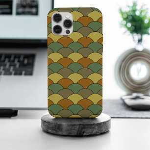 Dragon Scales, Fans, Waves, Seigaiha, Orange iPhone 15 Pro Max Case