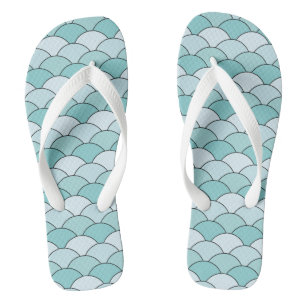 Dragon Scales, Fans, Waves, Seigaiha, Orange Jandals