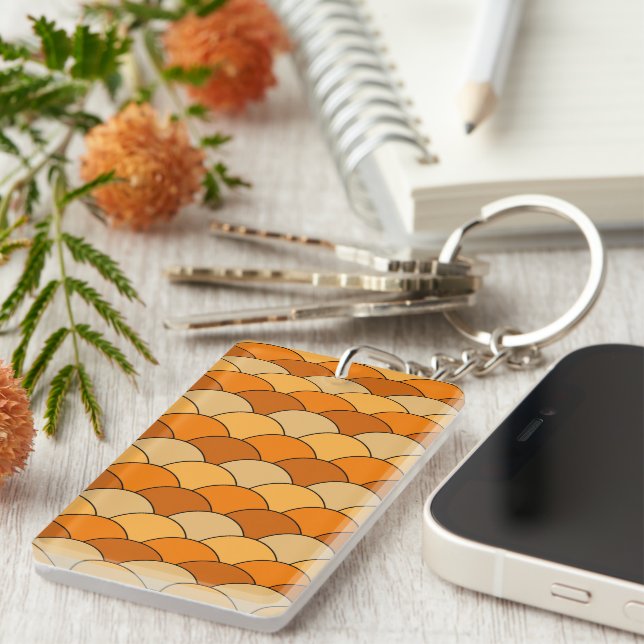 Dragon Scales, Fans, Waves, Seigaiha, Orange Key Ring (Front Right)