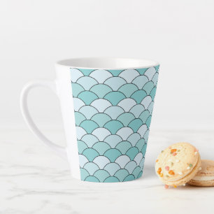 Dragon Scales, Fans, Waves, Seigaiha, Orange Latte Mug
