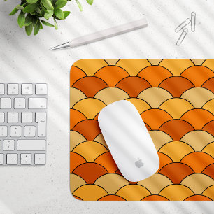 Dragon Scales, Fans, Waves, Seigaiha, Orange Mouse Pad