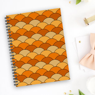 Dragon Scales, Fans, Waves, Seigaiha, Orange Notebook