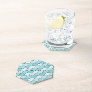 Dragon Scales, Fans, Waves, Seigaiha, Orange Paper Coaster