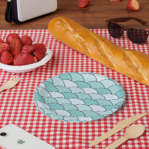 Dragon Scales, Fans, Waves, Seigaiha, Orange Paper Plate