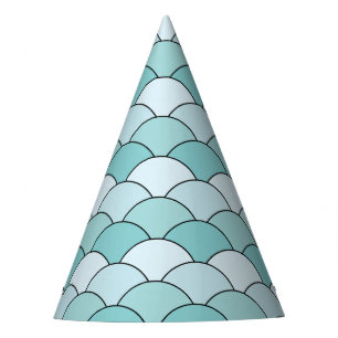Dragon Scales, Fans, Waves, Seigaiha, Orange Party Hat