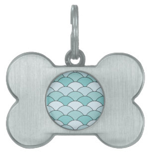 Dragon Scales, Fans, Waves, Seigaiha, Orange Pet ID Tag