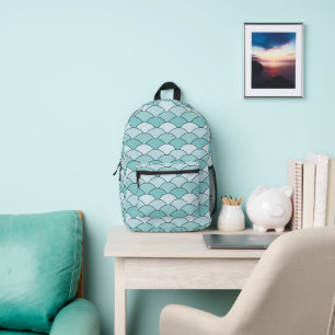 Dragon Scales, Fans, Waves, Seigaiha, Orange Printed Backpack