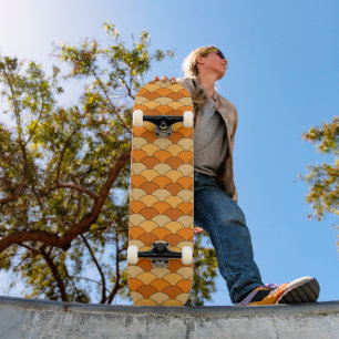 Dragon Scales, Fans, Waves, Seigaiha, Orange Skateboard