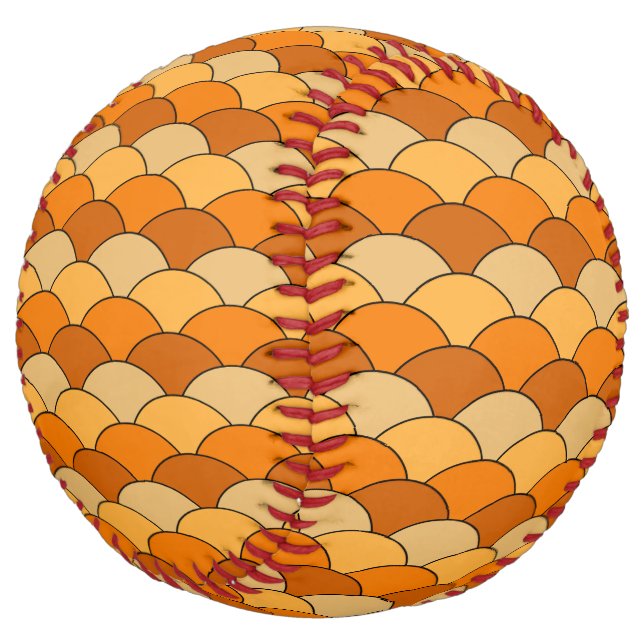Dragon Scales, Fans, Waves, Seigaiha, Orange Softball (Angled)