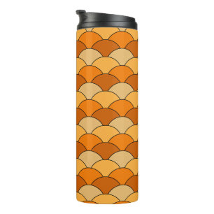 Dragon Scales, Fans, Waves, Seigaiha, Orange Thermal Tumbler