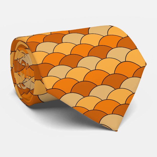 Dragon Scales, Fans, Waves, Seigaiha, Orange Tie (Rolled)