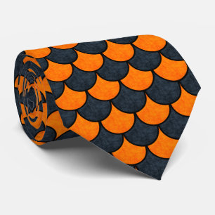 Dragon Scales in Black and Orange Grunge Tie