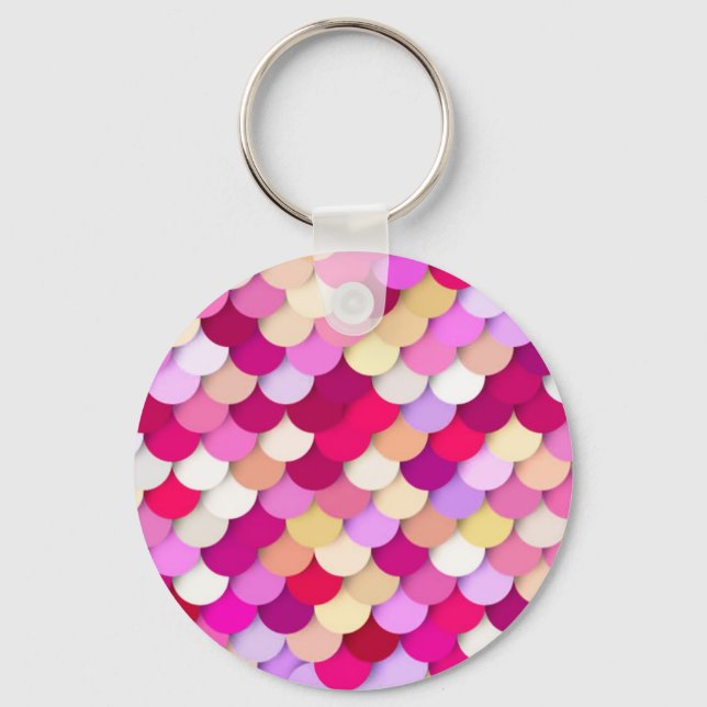 "Dragon Scales" - magenta, pink and gold Key Ring (Front)